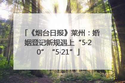 《烟台日报》莱州：婚姻登记新规遇上“5·20”“5·21”