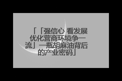 「强信心 看发展 优化营商环境争一流」一瓶胡麻油背后的产业密码