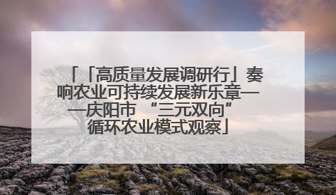 「高质量发展调研行」奏响农业可持续发展新乐章——庆阳市 “三元双向” 循环农业模式观察