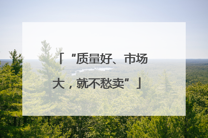 “质量好、市场大，就不愁卖”