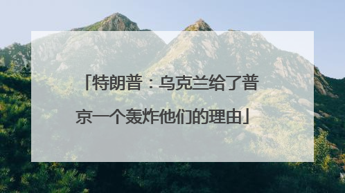 特朗普：乌克兰给了普京一个轰炸他们的理由