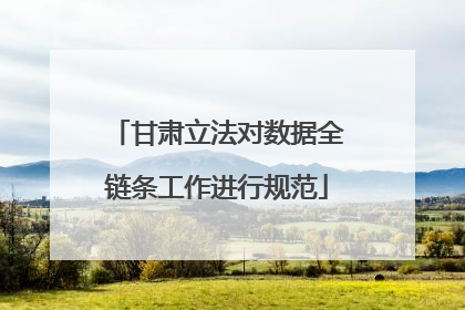 甘肃立法对数据全链条工作进行规范
