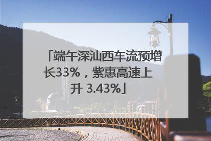 端午深汕西车流预增长33%，紫惠高速上升 3.43%