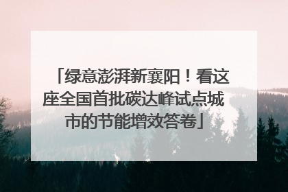 绿意澎湃新襄阳！看这座全国首批碳达峰试点城市的节能增效答卷
