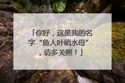 你好，这是我的名字“鱼人叶硝水母”，请多关照！