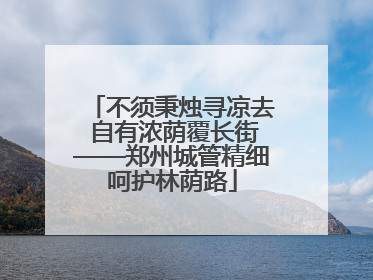 不须秉烛寻凉去 自有浓荫覆长街——郑州城管精细呵护林荫路