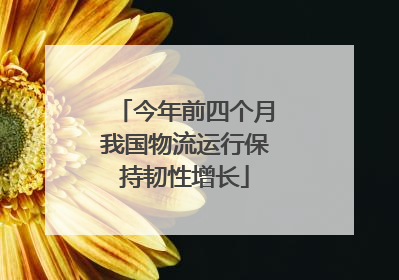 今年前四个月我国物流运行保持韧性增长