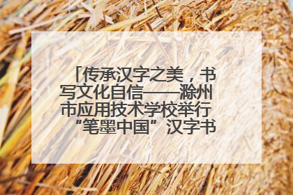 传承汉字之美，书写文化自信——滁州市应用技术学校举行“笔墨中国”汉字书写比赛表彰大会