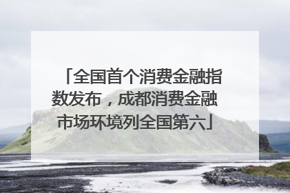 全国首个消费金融指数发布，成都消费金融市场环境列全国第六
