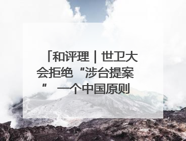 和评理｜世卫大会拒绝“涉台提案” 一个中国原则人心所向