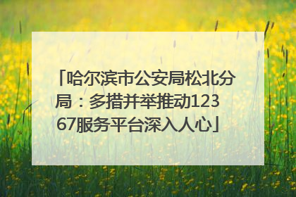 哈尔滨市公安局松北分局：多措并举推动12367服务平台深入人心