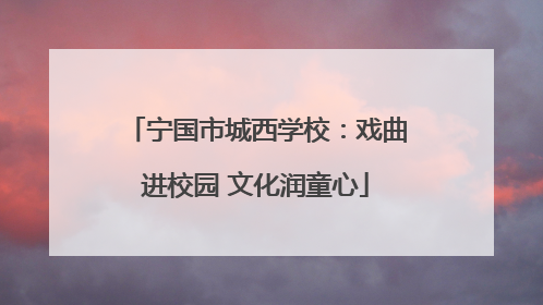 宁国市城西学校：戏曲进校园 文化润童心