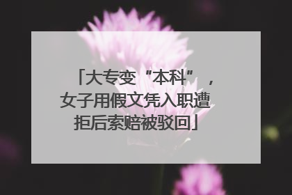 大专变“本科”，女子用假文凭入职遭拒后索赔被驳回