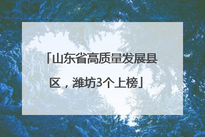 山东省高质量发展县区，潍坊3个上榜