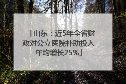 山东：近5年全省财政对公立医院补助投入年均增长25%