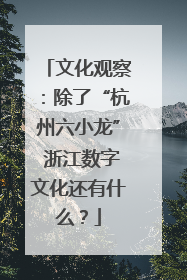 文化观察：除了“杭州六小龙” 浙江数字文化还有什么？