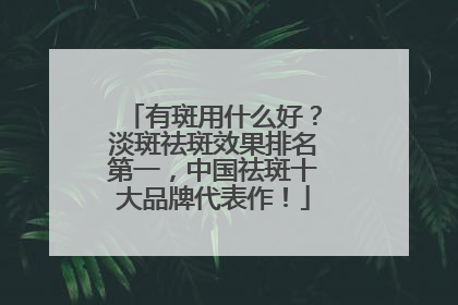 有斑用什么好？淡斑祛斑效果排名第一，中国祛斑十大品牌代表作！