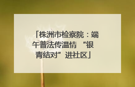 株洲市检察院：端午普法传温情 “银青结对”进社区