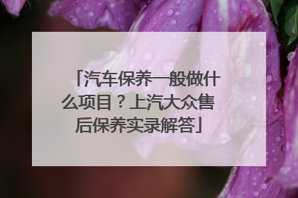 汽车保养一般做什么项目？上汽大众售后保养实录解答