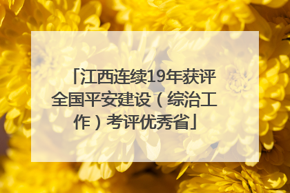 江西连续19年获评全国平安建设（综治工作）考评优秀省