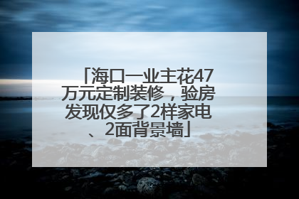 海口一业主花47万元定制装修，验房发现仅多了2样家电、2面背景墙