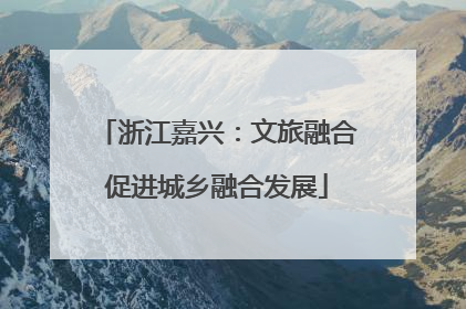 浙江嘉兴：文旅融合促进城乡融合发展