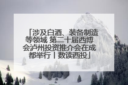 涉及白酒、装备制造等领域 第二十届西博会泸州投资推介会在成都举行丨数读西投