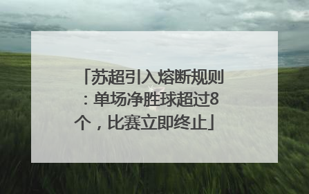 苏超引入熔断规则：单场净胜球超过8个，比赛立即终止