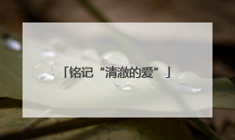 铭记“清澈的爱”