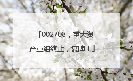 002708，重大资产重组终止，复牌！