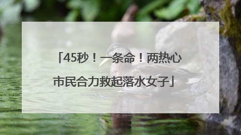 45秒！一条命！两热心市民合力救起落水女子