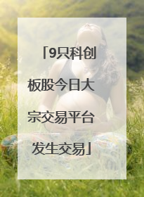 9只科创板股今日大宗交易平台发生交易